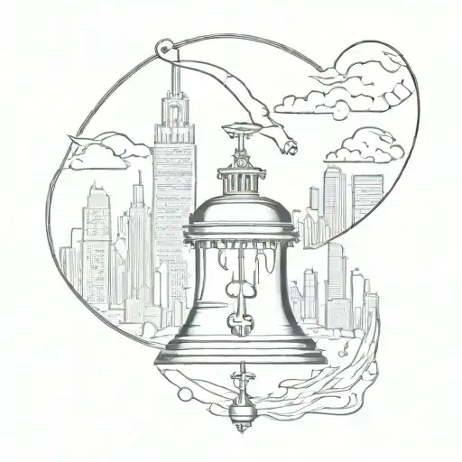 liberty bell outline with philly skyline inside tattoo design idea
