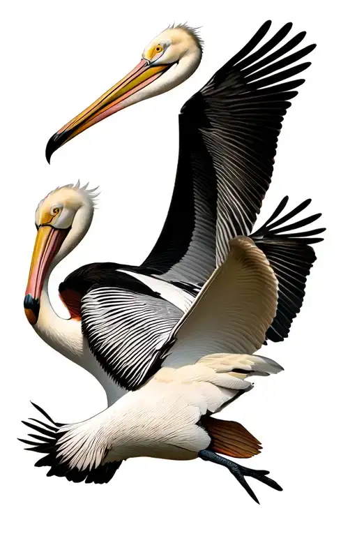 pelican, flamingo flying realistic tattoo tattoo design idea
