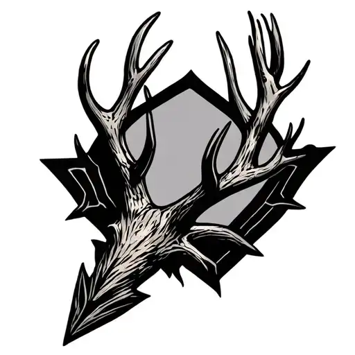 arrowhead outline with antler inside tattoo design idea