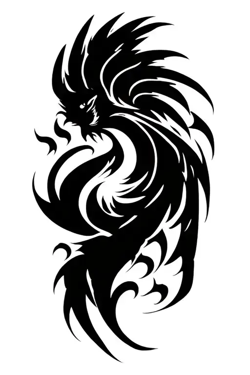 phoenix rising from flames tattoo design idea