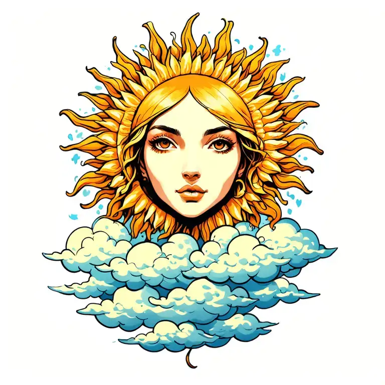 sun and clouds  tattoo design idea