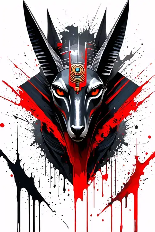 realistic anubis egiptian god only the head from the front tattoo design idea