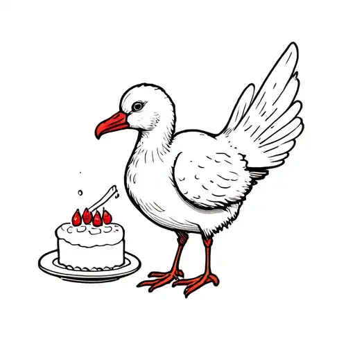 dodo bird eating a cake tattoo design idea