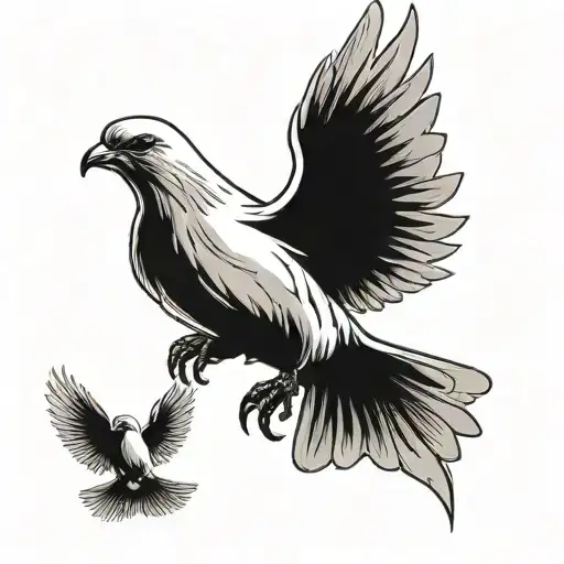 Dove with smaller Skull behind   tattoo design idea