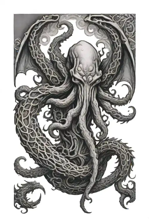 Cthulhu emerging tattoo design idea