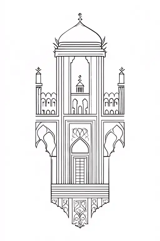 Granada Alhambra Outline tattoo design idea