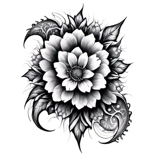 Rauch abstrakt, Labyrinth, mandala, fractal, Blumen tattoo design idea
