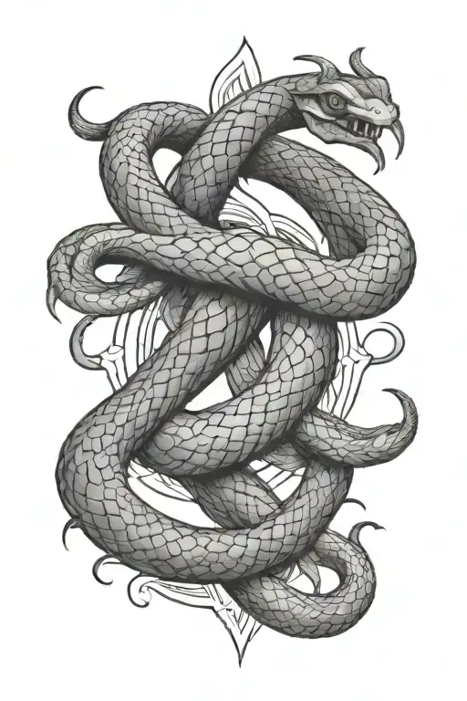 gemini, snake tattoo design idea