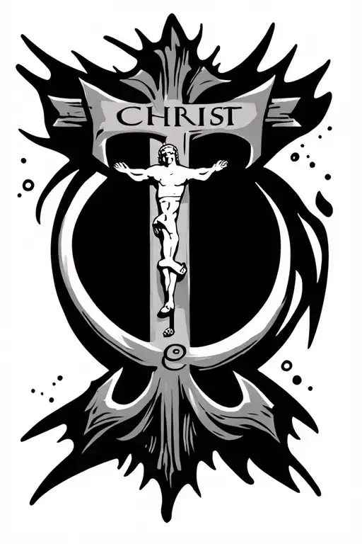 The word "Christ" but the "I" is replaced with a ";". All of this is inside a cross tattoo design idea