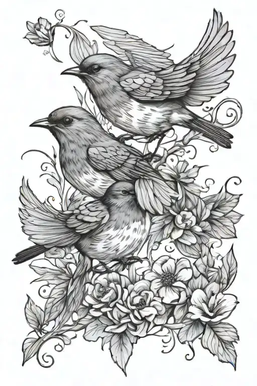 two robins flying together tattoo design idea