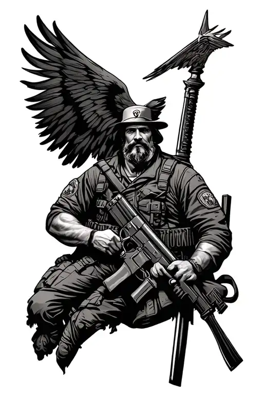 Protector Military Father Patriot tattoo design idea