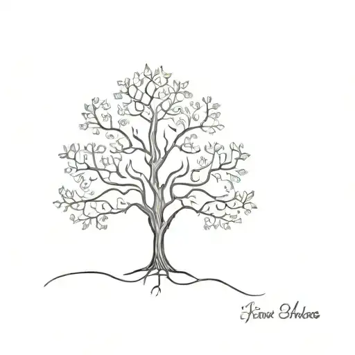 tree plus a first name tattoo design idea