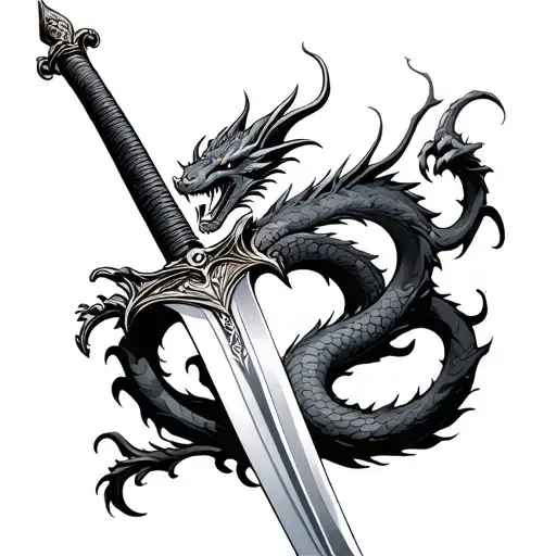 Sword With Dragon tattoo design idea