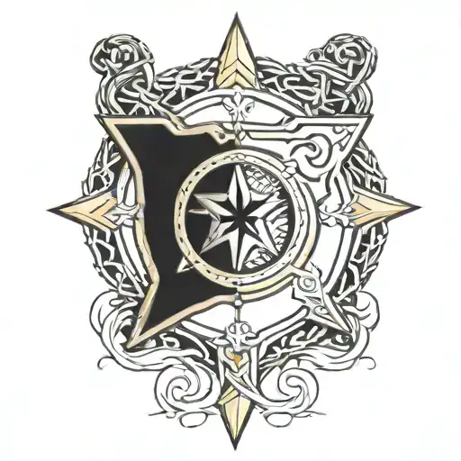 a nova star embedded within a viking shield tattoo design idea