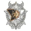 a nova star embedded within a viking shield tattoo design idea