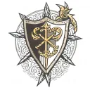 a nova star embedded within a viking shield tattoo design idea