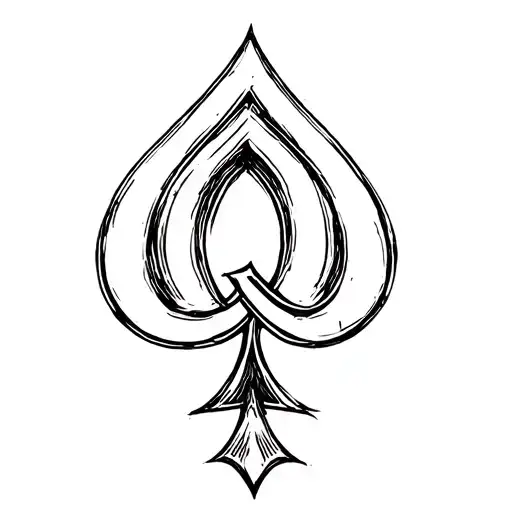 Black Spade, Letter Q in the middle part tattoo design idea