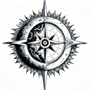 Sun moon compass wave tattoo design idea
