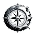 Sun moon compass wave tattoo design idea