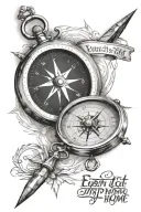 realistic compass pointing home with text "Even if I get lost, I’ll still trip over home!" and an anchor tattoo design idea