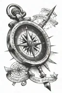 realistic compass pointing home with text "Even if I get lost, I’ll still trip over home!" and an anchor tattoo design idea