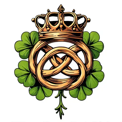 cletic love knot with crown and for leave clover incorporating thorns  tattoo design idea