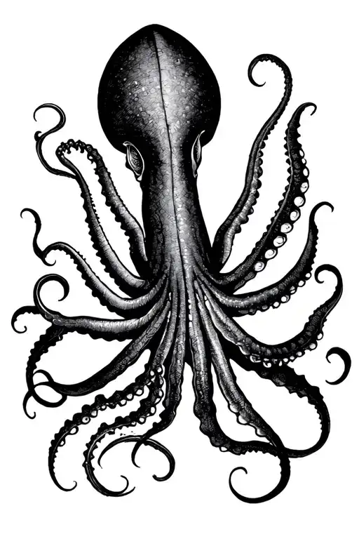 Giant squid tattoo design idea