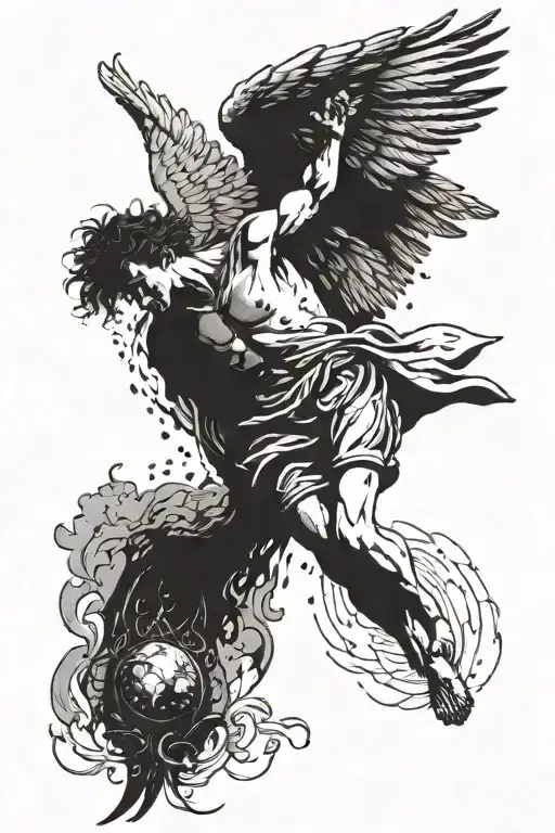icarus from bible falling from sky tattoo design idea