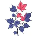 rose vine thin long with maple leaf intertwined  tattoo design idea