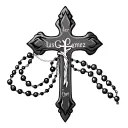 last name gomez with a cross & a rosary intertwined tattoo design idea