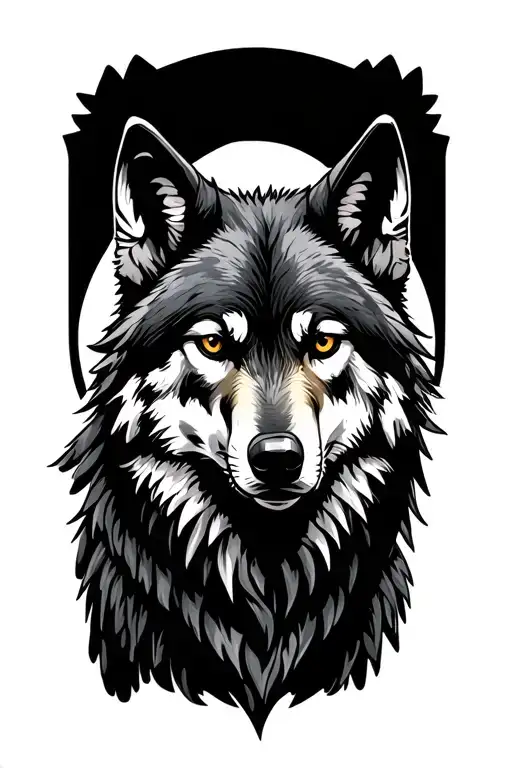 simple wolf and raven perched tattoo design idea