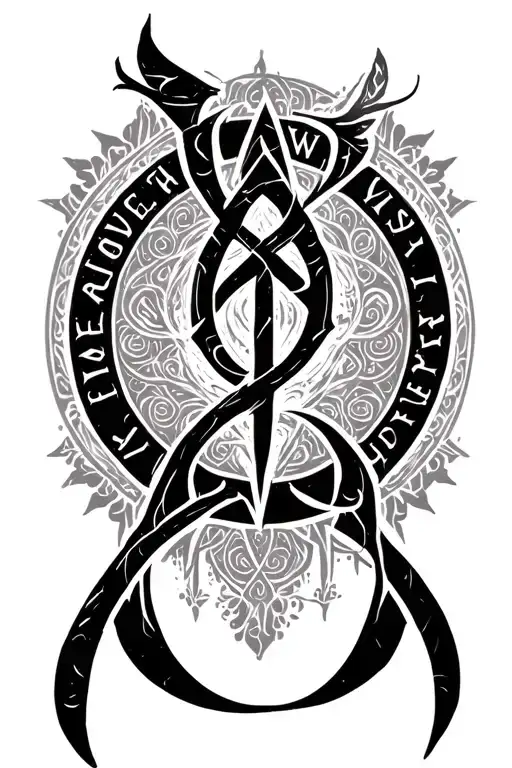 "Strength wisdom loyalty love " Bind Rune tattoo design idea