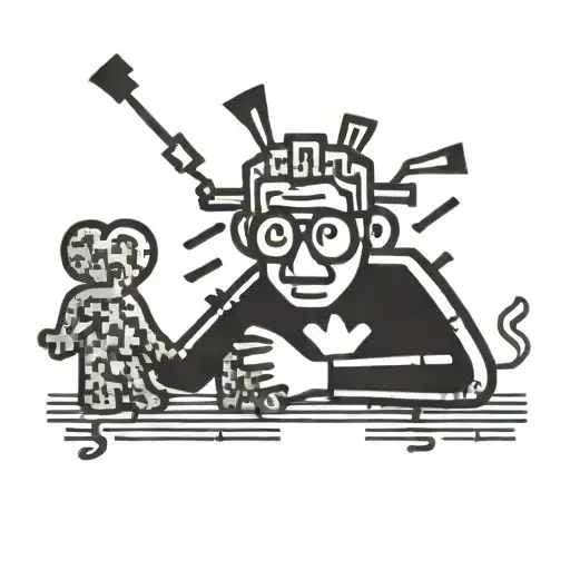 education teacher Keith Haring character forming tattoo design idea