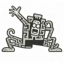 education teacher Keith Haring character forming tattoo design idea