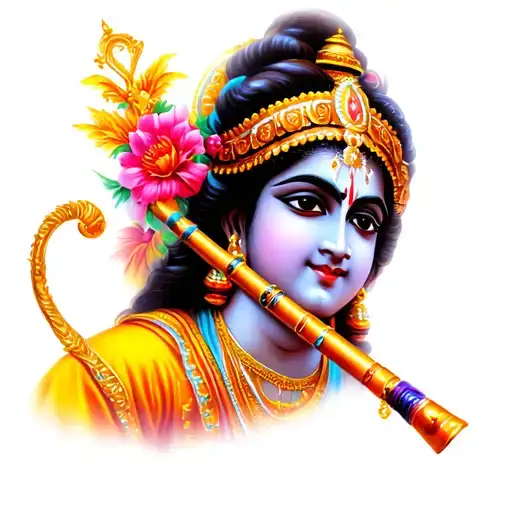 lord krishna flute with name tattoo design idea