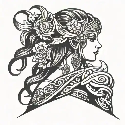 goddess freya simple tattoo design idea