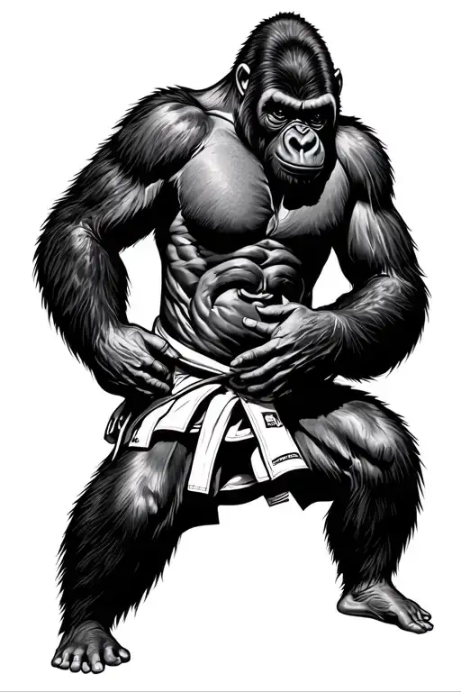 Gorilla Brazilian Jiu Jitsu fine line tattoo tattoo design idea