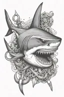 shark with anchor tattoo design idea