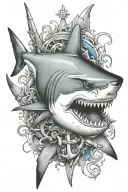 shark with anchor tattoo design idea