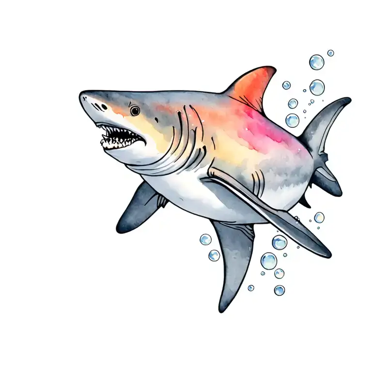 grey nurse shark with bubbles tattoo design idea