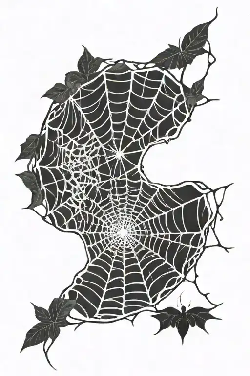 vines in a spider web pattern with lots of space tattoo design idea