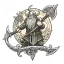 buse tree moon axe viking warrior tattoo design idea