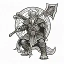 buse tree moon axe viking warrior tattoo design idea