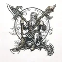 buse tree moon axe viking warrior tattoo design idea