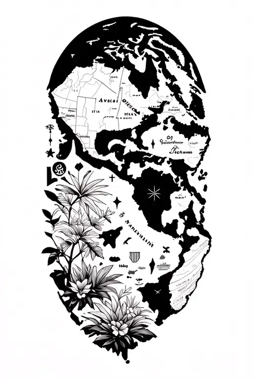 travel destinations Japan, South Africa, Australia, Texas, Hawaii, Canada, pyrimads, Italy. use a symbol for each place tattoo design idea