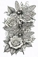 Roses and Dragonfly tattoo design idea