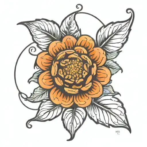 zinnia flower tattoo design idea