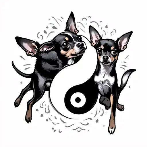 chihuahuas yin and yang jumping tattoo design idea