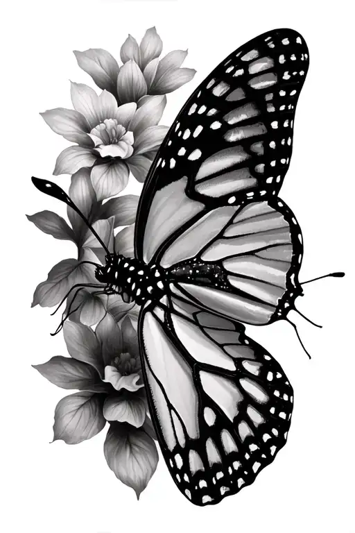 hyper realistic monarch butterfly tattoo design idea