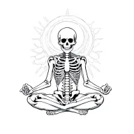 skeleton meditating figure surrounded tattoo design idea